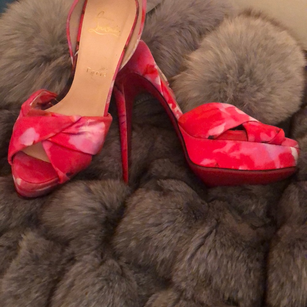 Christian Louboutin D’Orsay Floral Print Heels